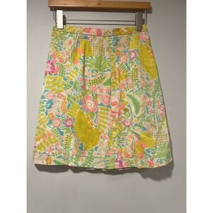 Vintage Neon Floral Mini Skirt Funky Artsy Yellow Pink Green Size Small JL